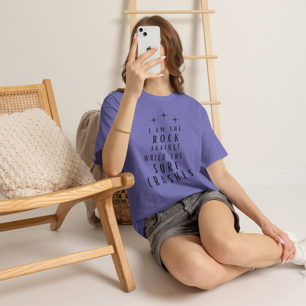 T-Shirt — "I Am The Rock Against Which The Surf Crashes" Inspirational Graphic Tee