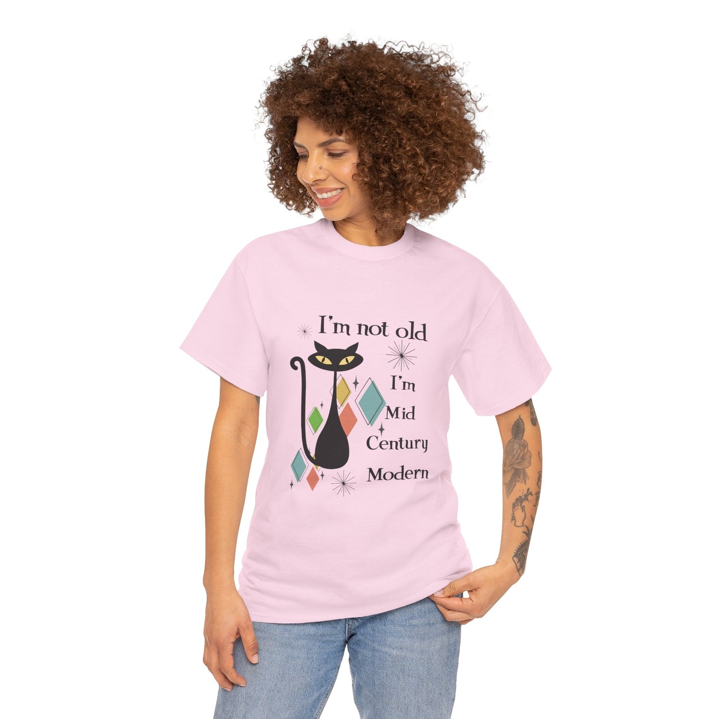 Mid-Century Modern Cat T-Shirt – "I'm Not Old I'm Mid Century Modern" Retro Graphic Tee