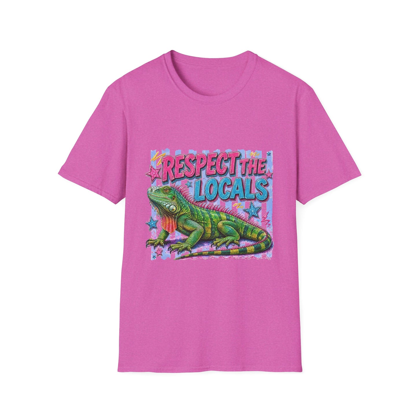 Respect the Locals T-Shirt — Colorful Iguana Graphic Tee