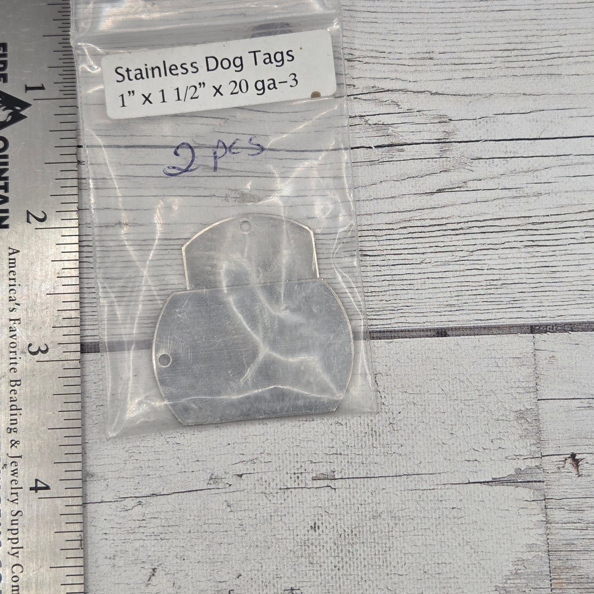 Stainless Steel dog tag 1" x 1 1/2" 20ga 2pcs