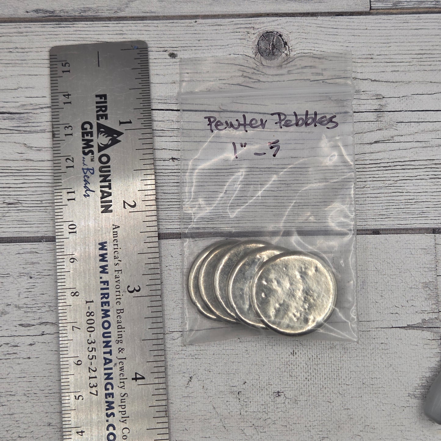 Pewter Pebbles - 1" 5 pieces