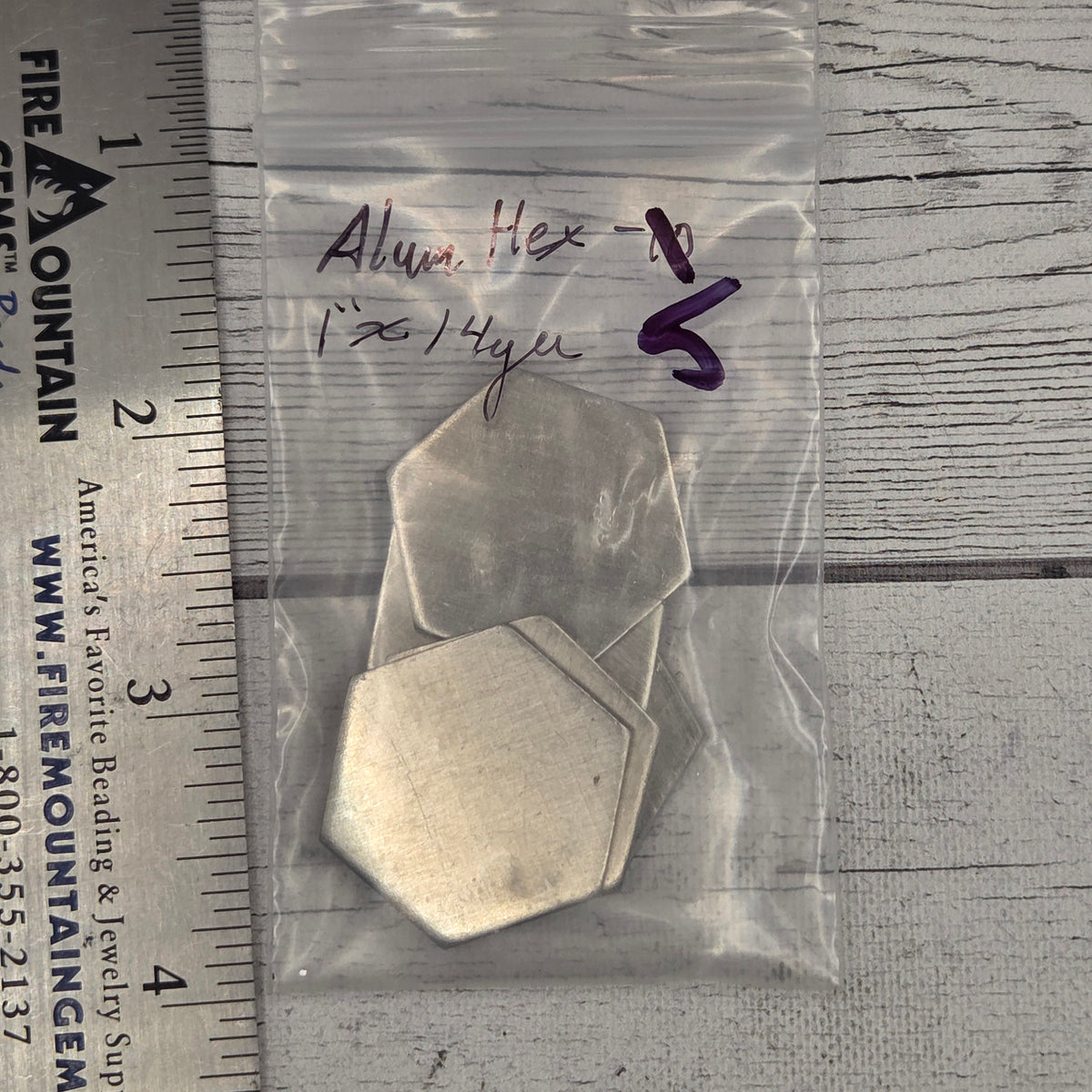 Aluminum Hexagon 1" 14ga 5 pcs