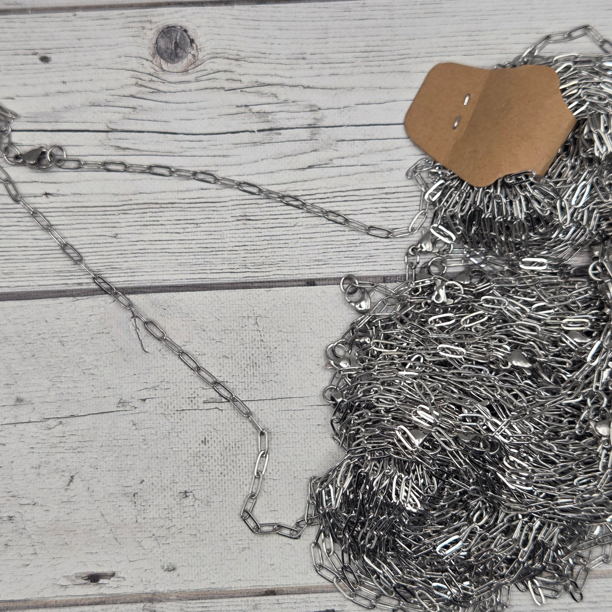 Paperclip stainless steel chain - 24"