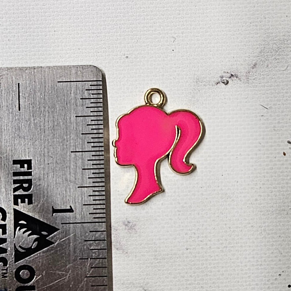 pink girl charm - lot of 7