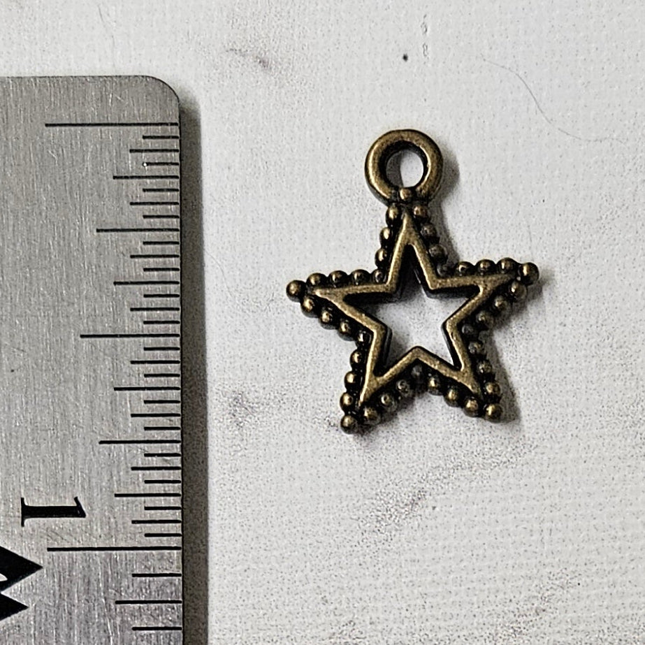 Bronze Beaded Star Charm - Lot of 5