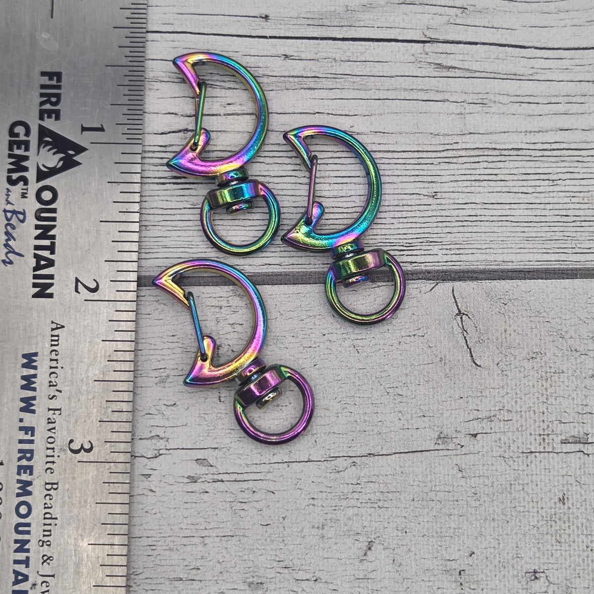 Moon clip rainbow stainless steel swivel clasp 1.5" - lot of 5