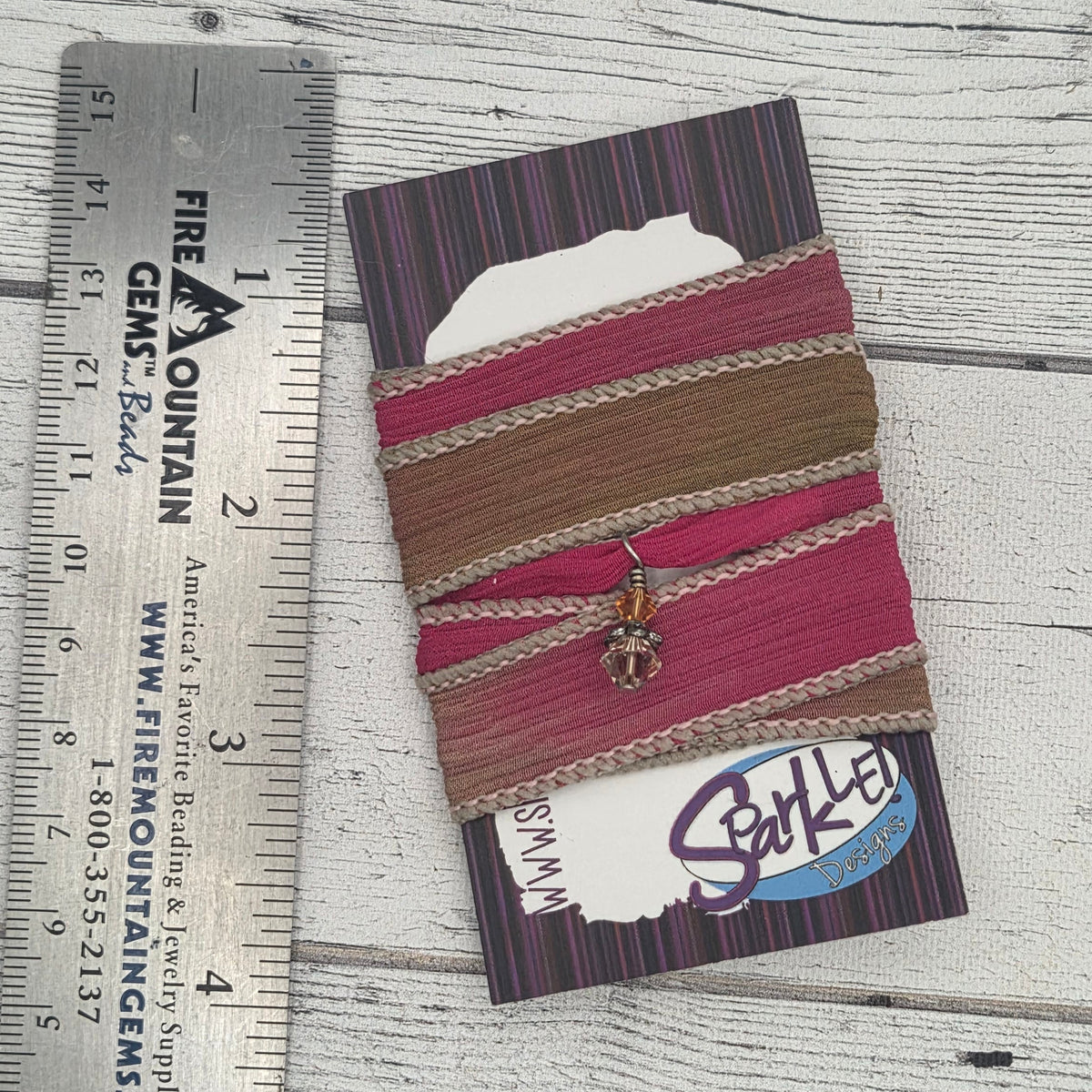 Silk ribbon and bead as pictured - pink and brown