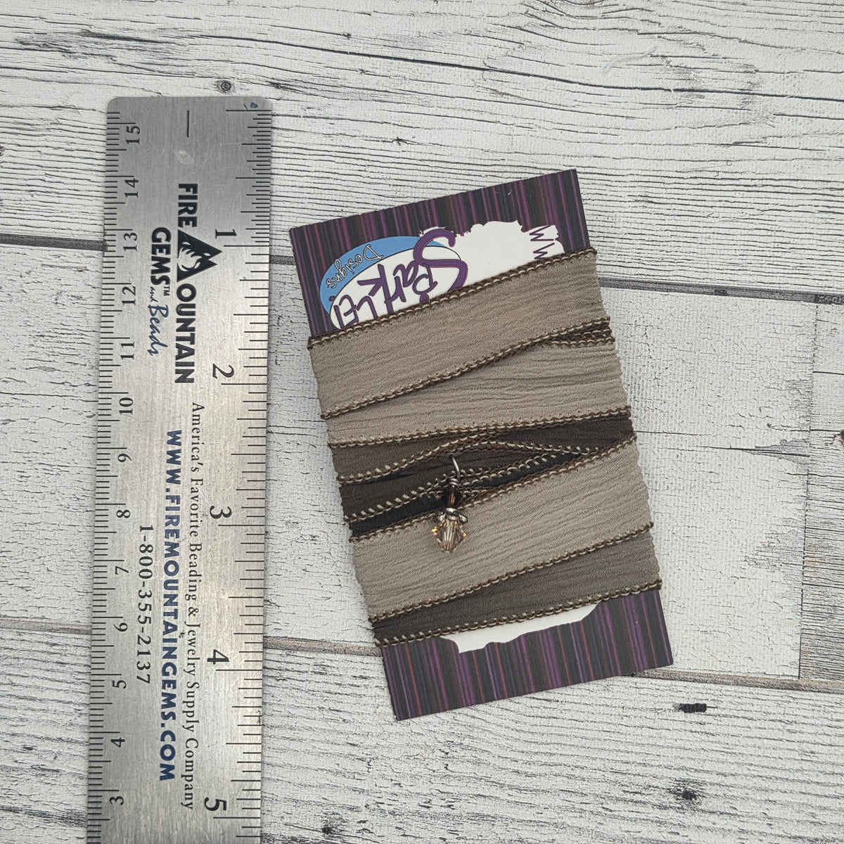 Silk ribbon and bead as pictured - browns
