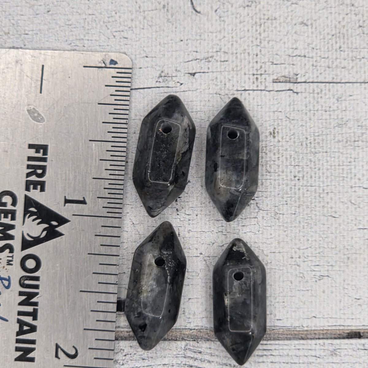 Double Pointed Hexagonal natural stones - Black Labradorite - lot of 4