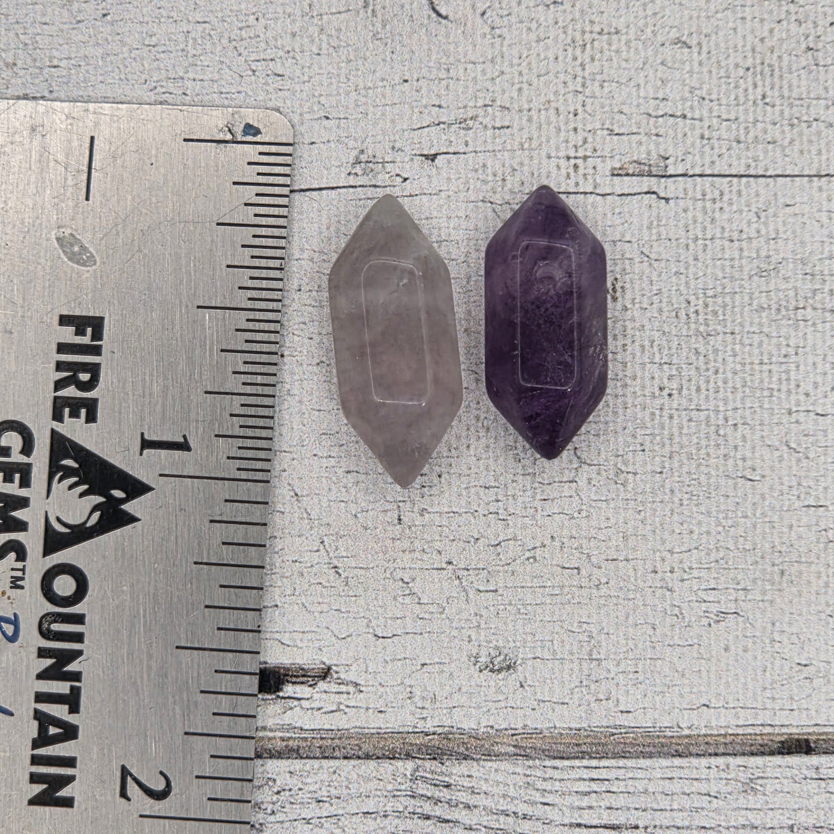 Double Pointed Hexagonal natural stones - Fluorite - lot of 2