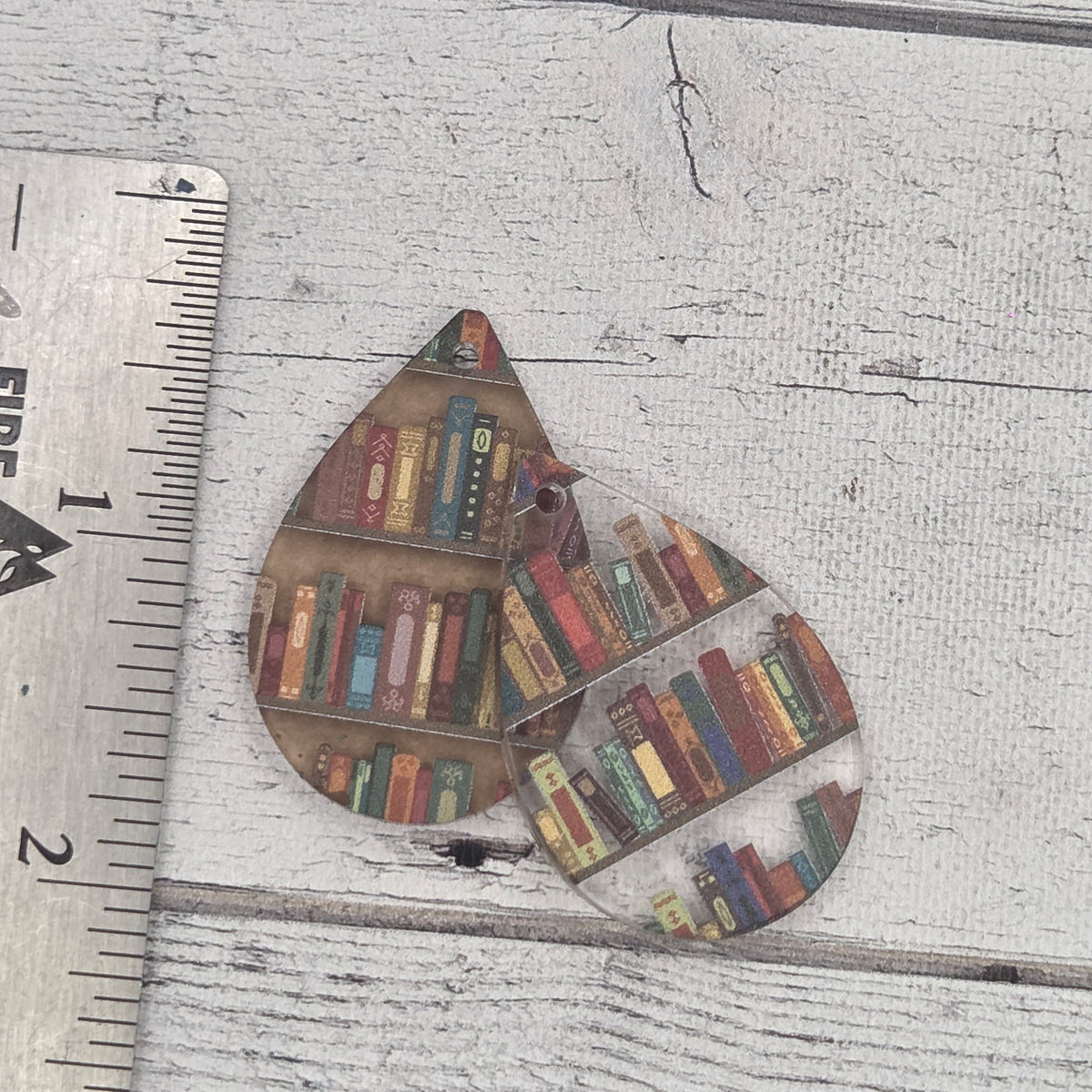 Book tesrdrop - laser cut acrylic earring pieces 1 pair