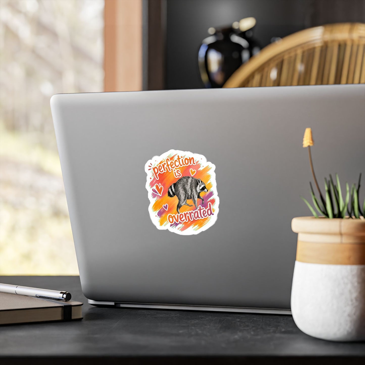 Perfection Is Overrated Raccoon Sticker