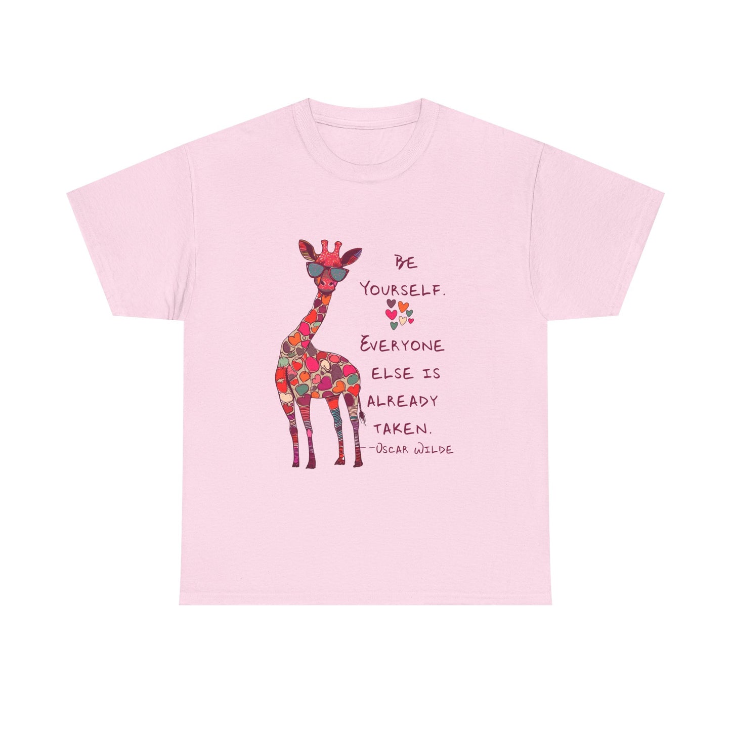 Giraffe Floral Tee — "Be Yourself" Inspirational Graphic T-Shirt