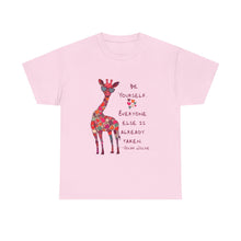 Giraffe Floral Tee — "Be Yourself" Inspirational Graphic T-Shirt