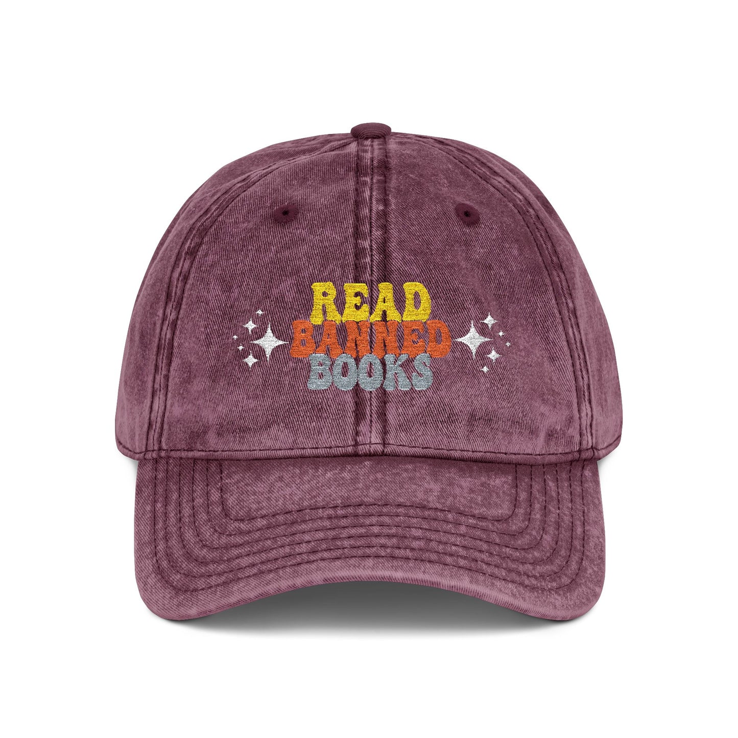 Vintage Embroidered Cap – "Read Banned Books" Retro Cotton Hat