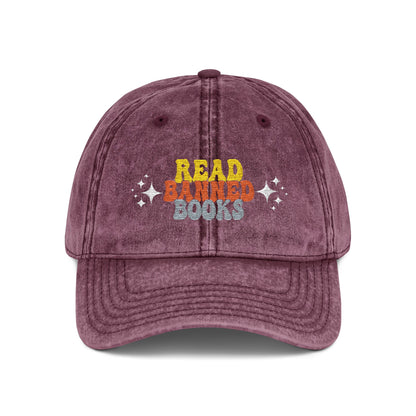 Vintage Embroidered Cap – "Read Banned Books" Retro Cotton Hat