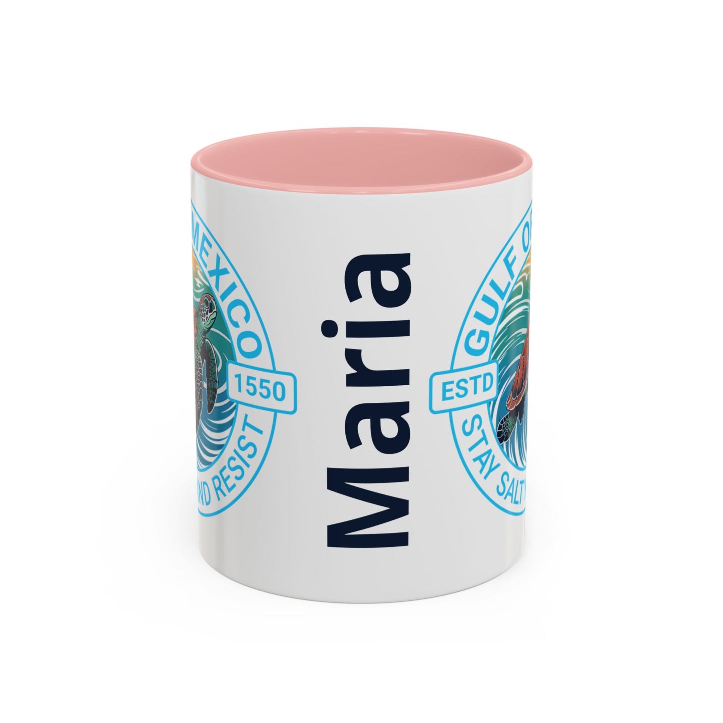 Customizable Gulf of Mexico Turtle Coffee Mug — "Stay Salty and Resist" Accent Ceramic Mug