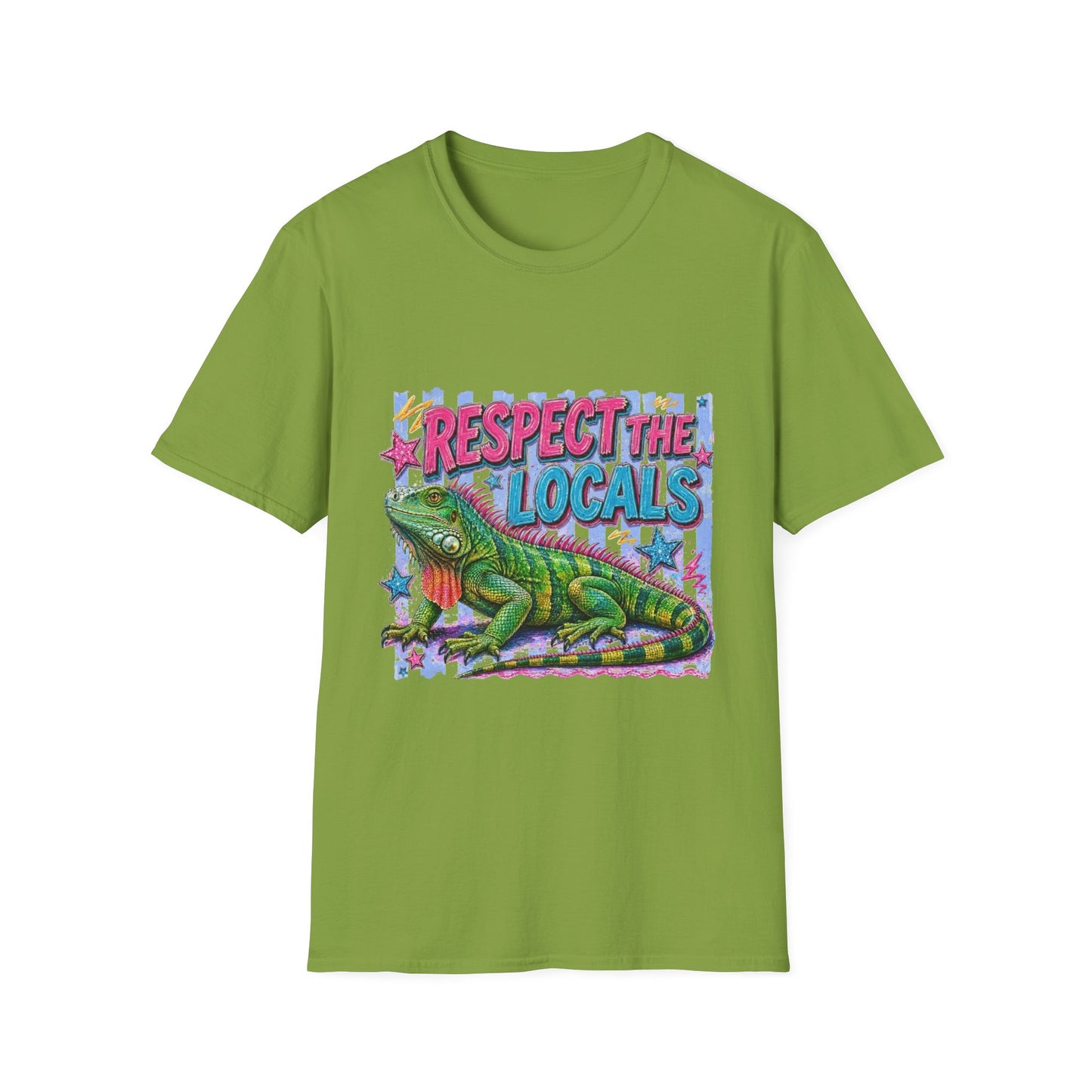 Respect the Locals T-Shirt — Colorful Iguana Graphic Tee