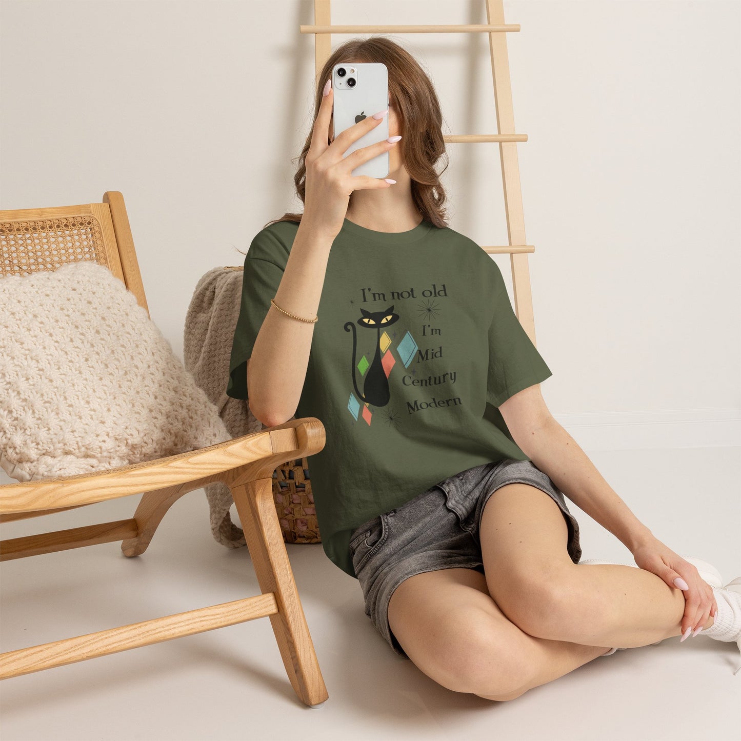 Mid-Century Modern Cat T-Shirt – "I'm Not Old I'm Mid Century Modern" Retro Graphic Tee