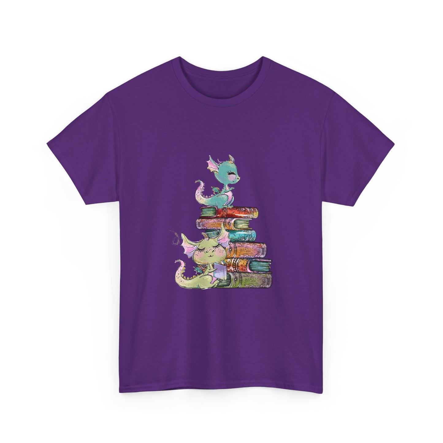 Book Dragon T-Shirt — Cute Book Stack Dragons Reading Tee