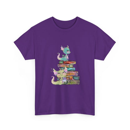 Book Dragon T-Shirt — Cute Book Stack Dragons Reading Tee