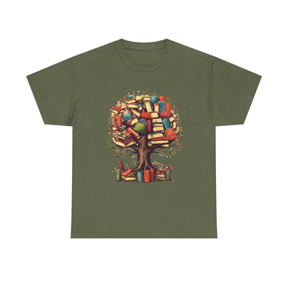 Book Tree T-Shirt – Literary Tree of Books Graphic Tee for Book Lovers