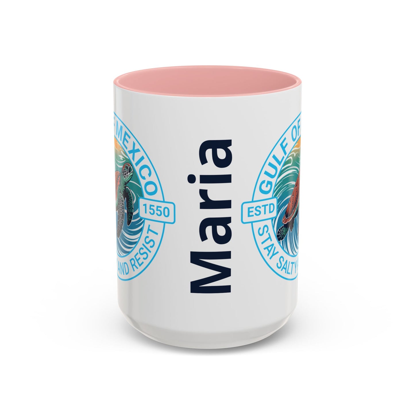 Customizable Gulf of Mexico Turtle Coffee Mug — "Stay Salty and Resist" Accent Ceramic Mug