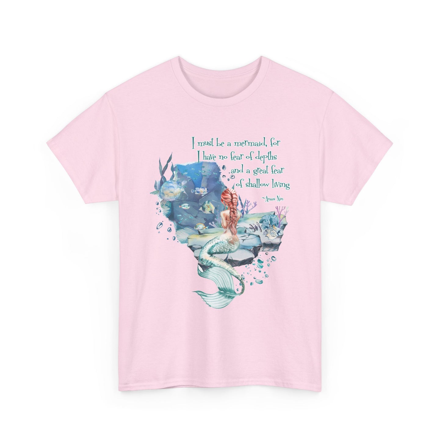Mermaid Quote T-Shirt — 'I Must Be a Mermaid' Watercolor Tee  - Light colors