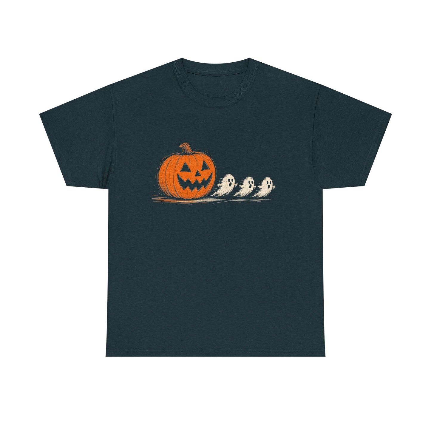 Halloween Pumpkin & Ghost Tee — Cute Jack-o'-Lantern with Ghost Friends