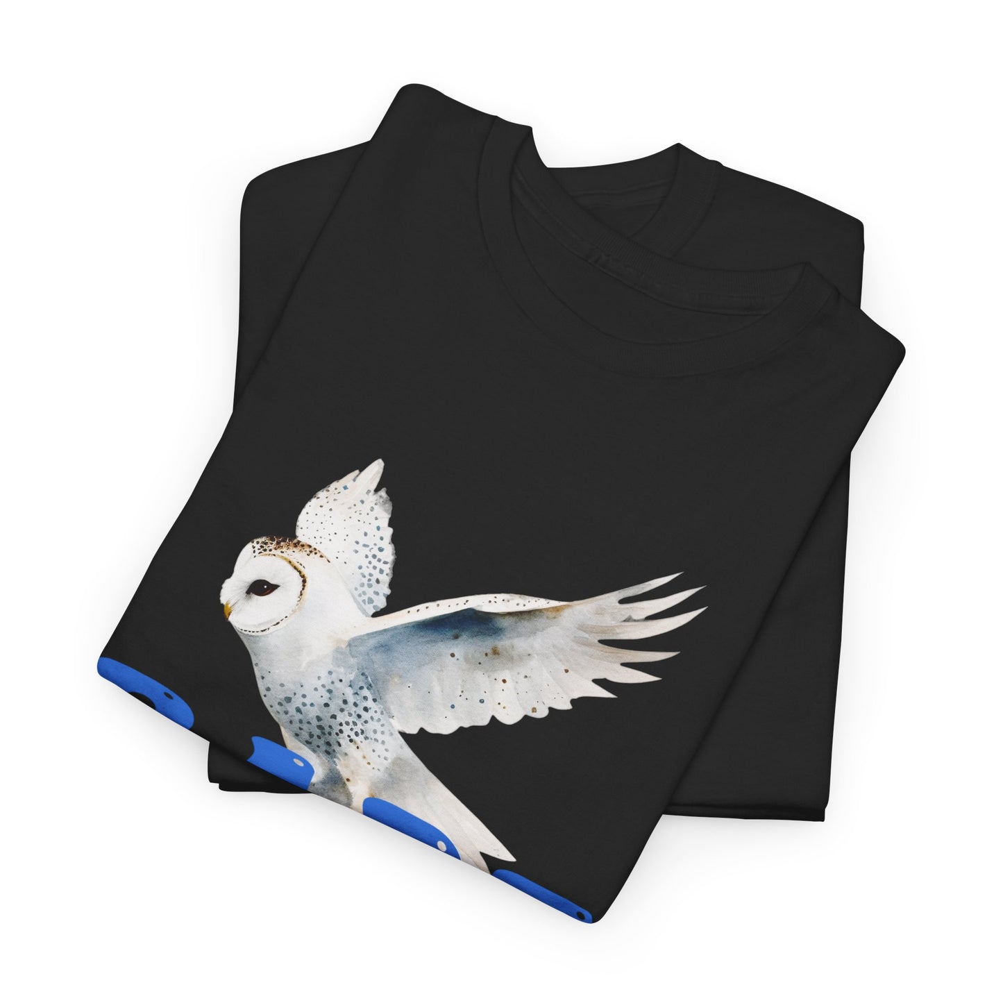 Babe With the Power Graphic Tee — Retro Blue Psychedelic Owl Design