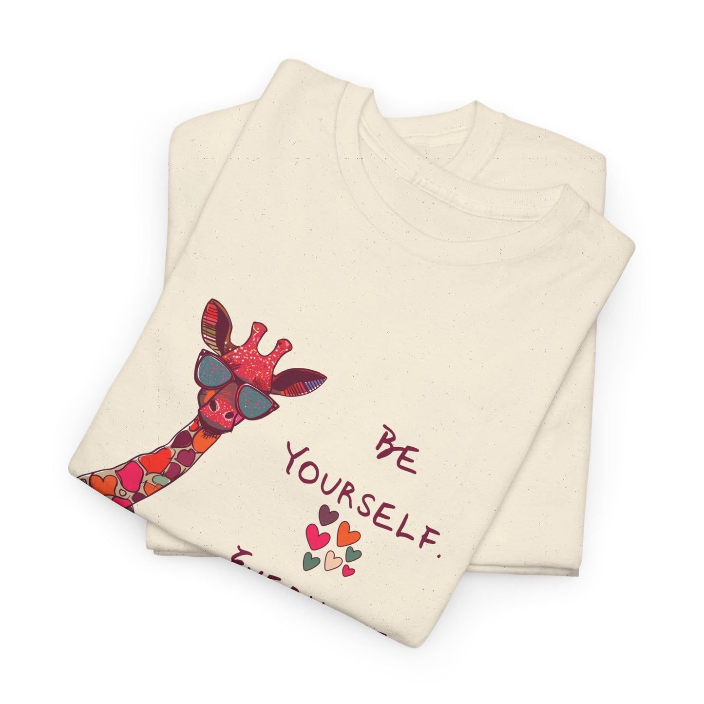 Giraffe Floral Tee — "Be Yourself" Inspirational Graphic T-Shirt