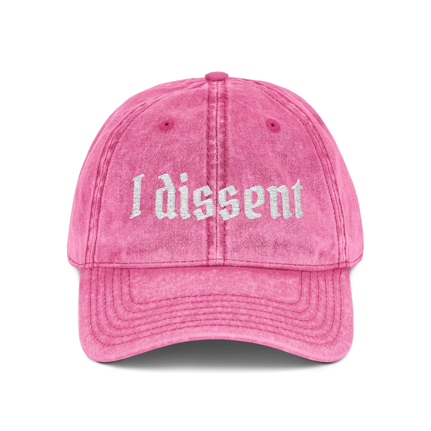 Embroidered 'I Dissent' Vintage Cap - White text