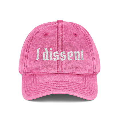 Embroidered 'I Dissent' Vintage Cap - White text