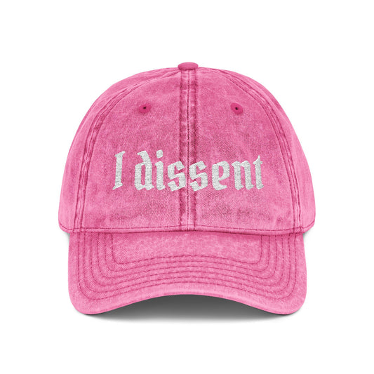 Embroidered 'I Dissent' Vintage Cap - White text