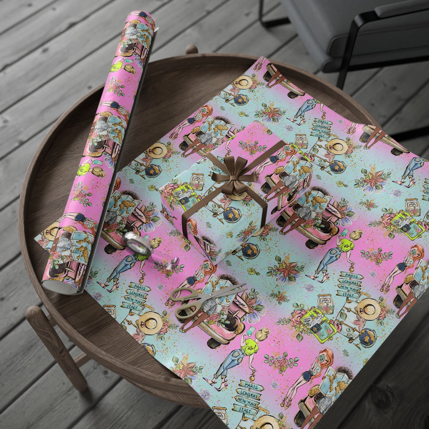 Wanderlust Wrapping Paper - Fun travel Gift Wrap