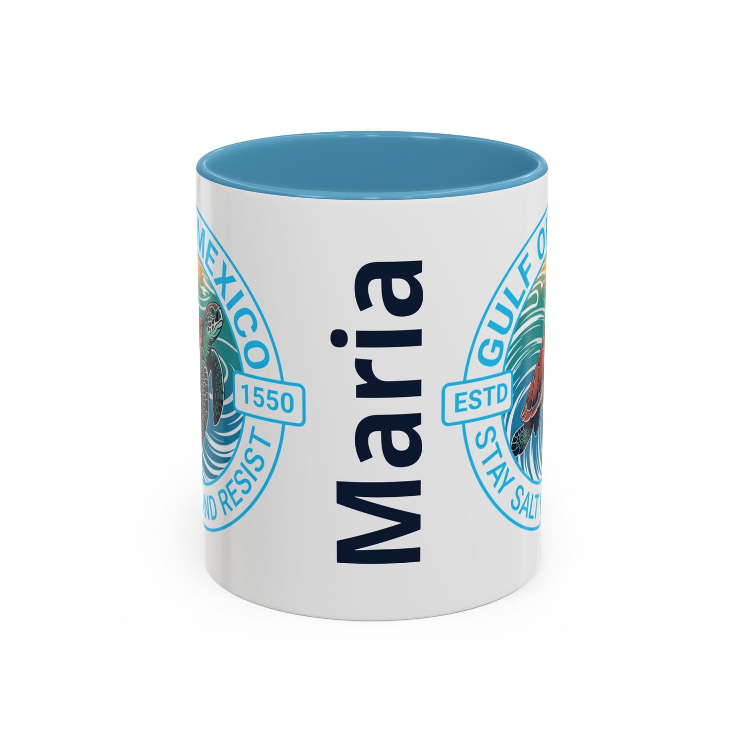 Customizable Gulf of Mexico Turtle Coffee Mug — "Stay Salty and Resist" Accent Ceramic Mug