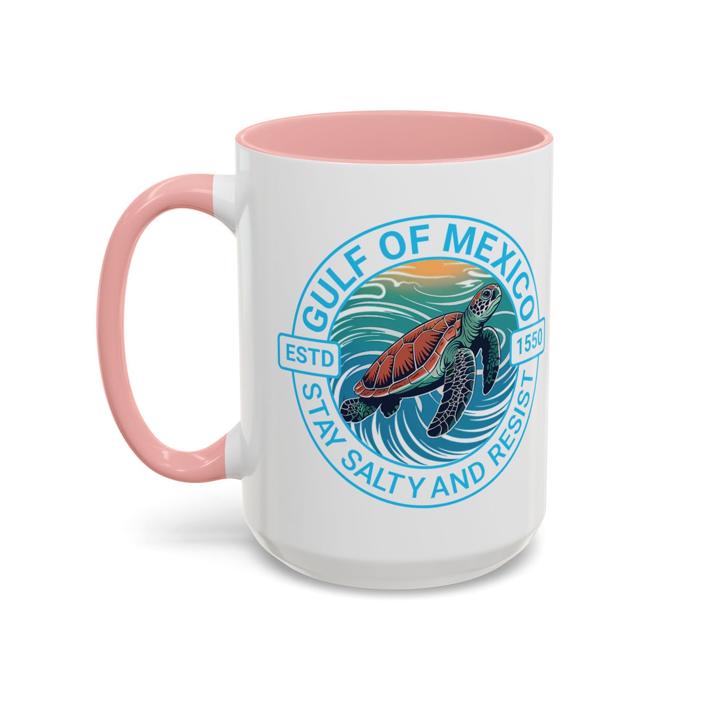 Gulf of Mexico Turtle Coffee Mug — "Stay Salty and Resist" Accent Ceramic Mug
