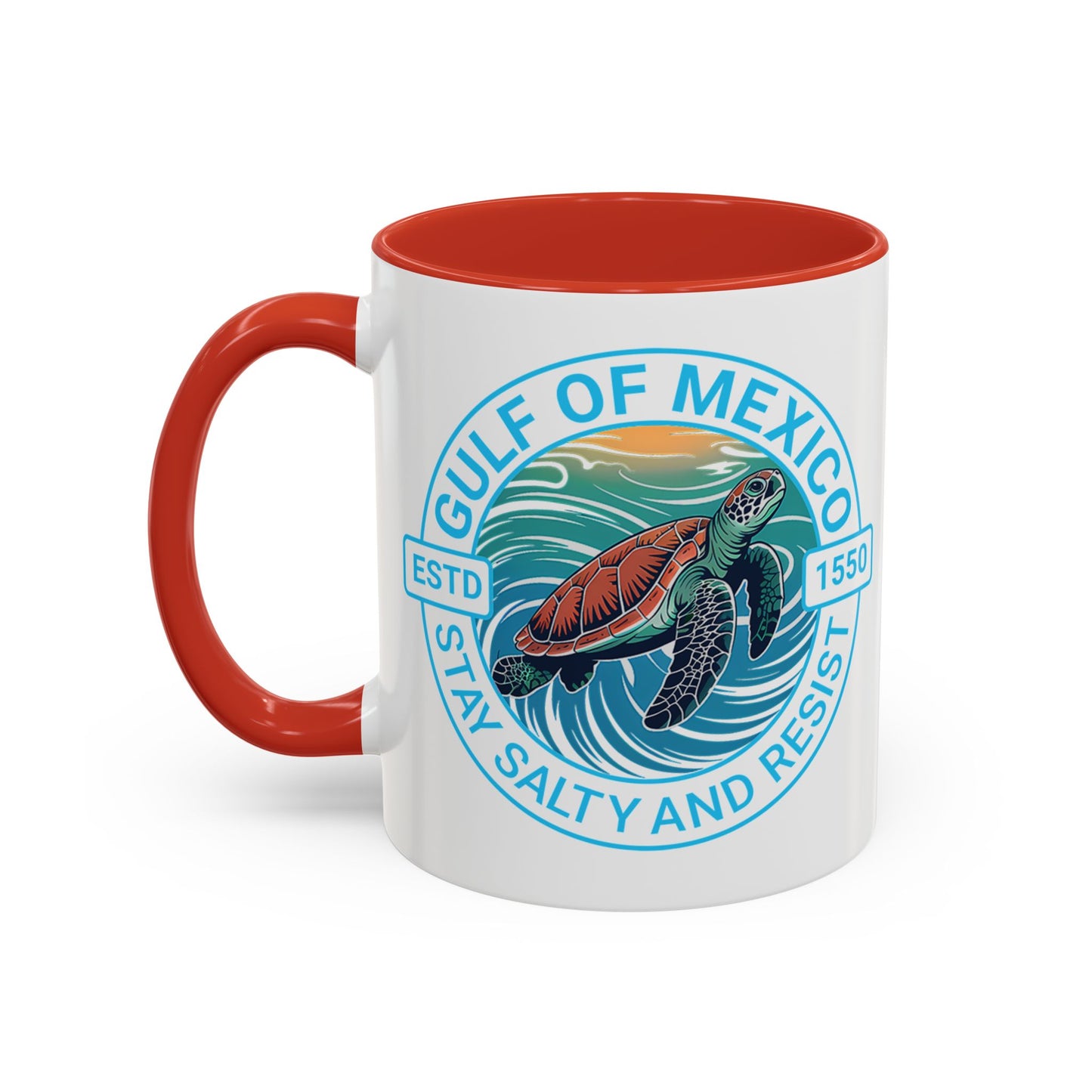 Gulf of Mexico Turtle Coffee Mug — "Stay Salty and Resist" Accent Ceramic Mug
