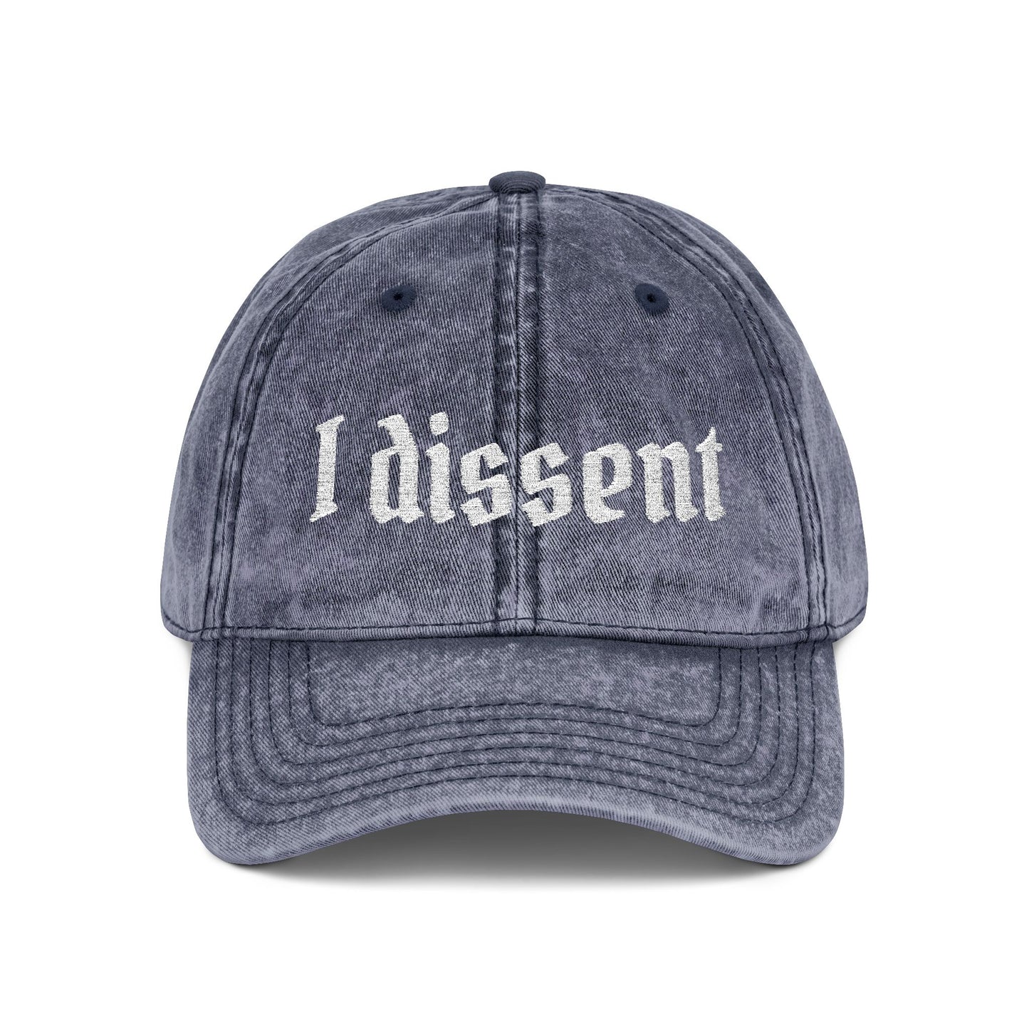Embroidered 'I Dissent' Vintage Cap - White text