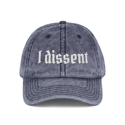 Embroidered 'I Dissent' Vintage Cap - White text