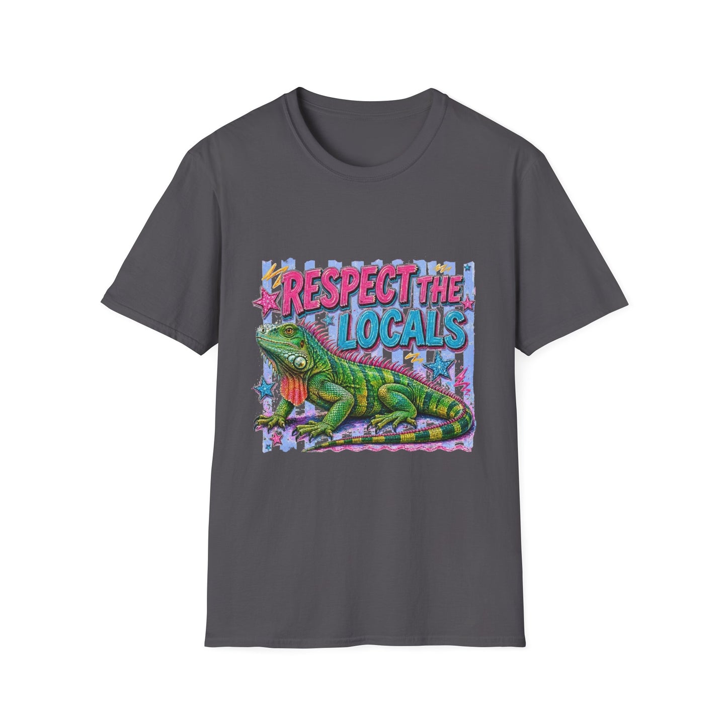 Respect the Locals T-Shirt — Colorful Iguana Graphic Tee