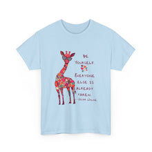 Giraffe Floral Tee — "Be Yourself" Inspirational Graphic T-Shirt