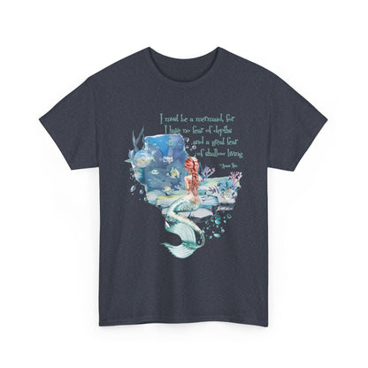 Mermaid Quote T-Shirt — 'I Must Be a Mermaid' Watercolor Tee  - dark olors