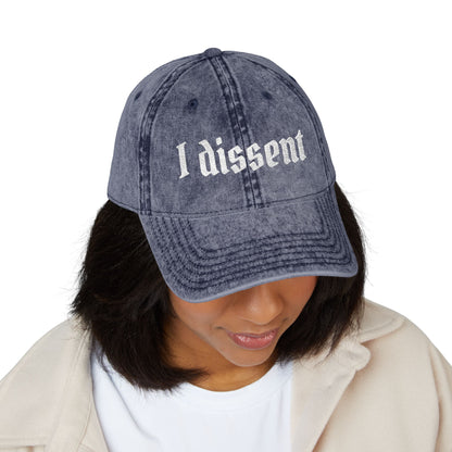 Embroidered 'I Dissent' Vintage Cap - White text