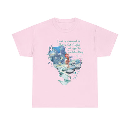 Mermaid Quote T-Shirt — 'I Must Be a Mermaid' Watercolor Tee  - Light colors