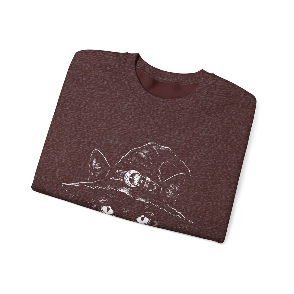 Witch Cat Crewneck Sweatshirt – Black Cat in Witch Hat Graphic