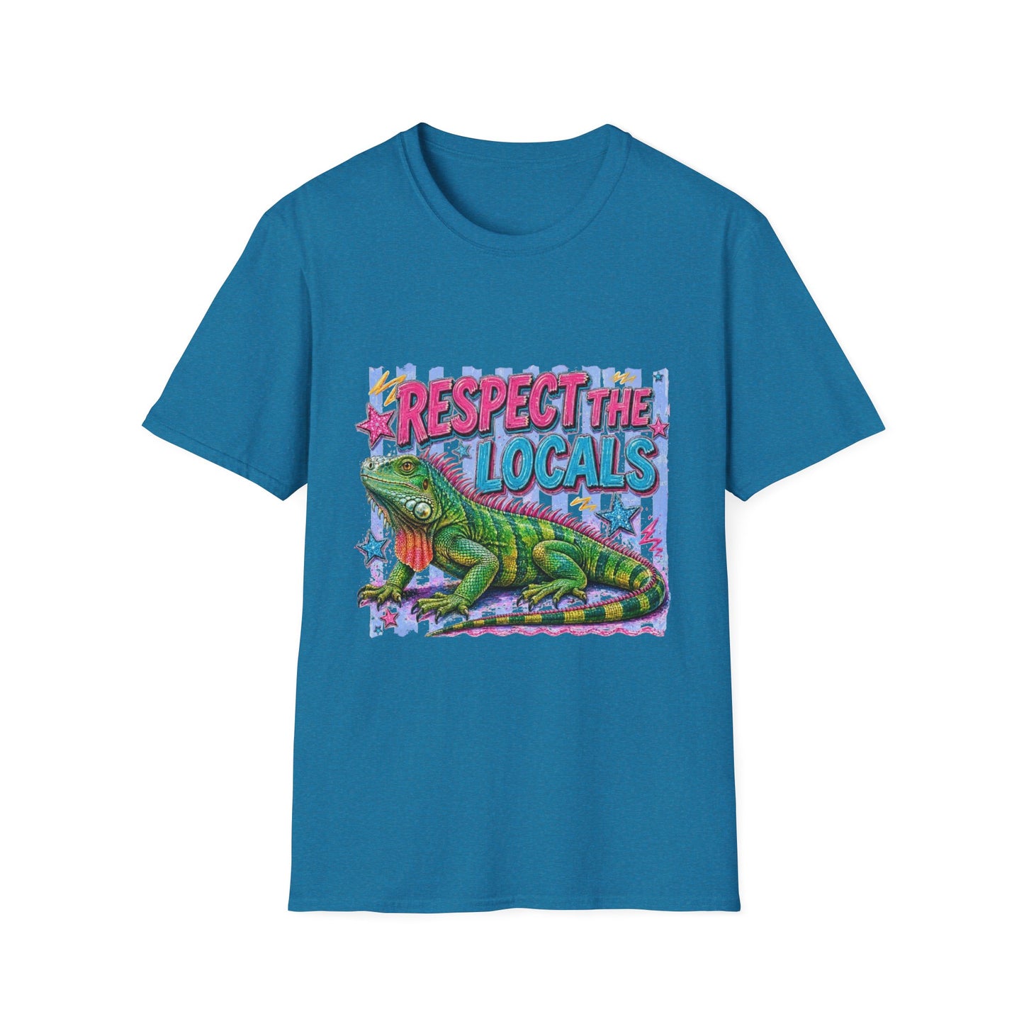Respect the Locals T-Shirt — Colorful Iguana Graphic Tee