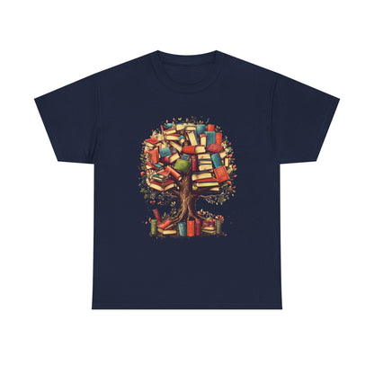 Book Tree T-Shirt – Literary Tree of Books Graphic Tee for Book Lovers