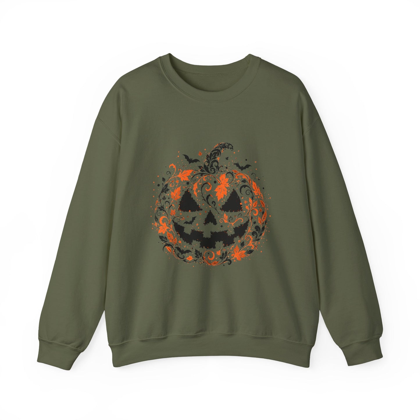 Halloween Pumpkin Crewneck Sweatshirt – Floral Jack-O'-Lantern Design