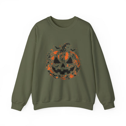 Halloween Pumpkin Crewneck Sweatshirt – Floral Jack-O'-Lantern Design
